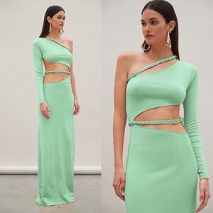 NWT Atoir Manroe Green Cutout One Shoulder Maxi Dress -‎ Size 8